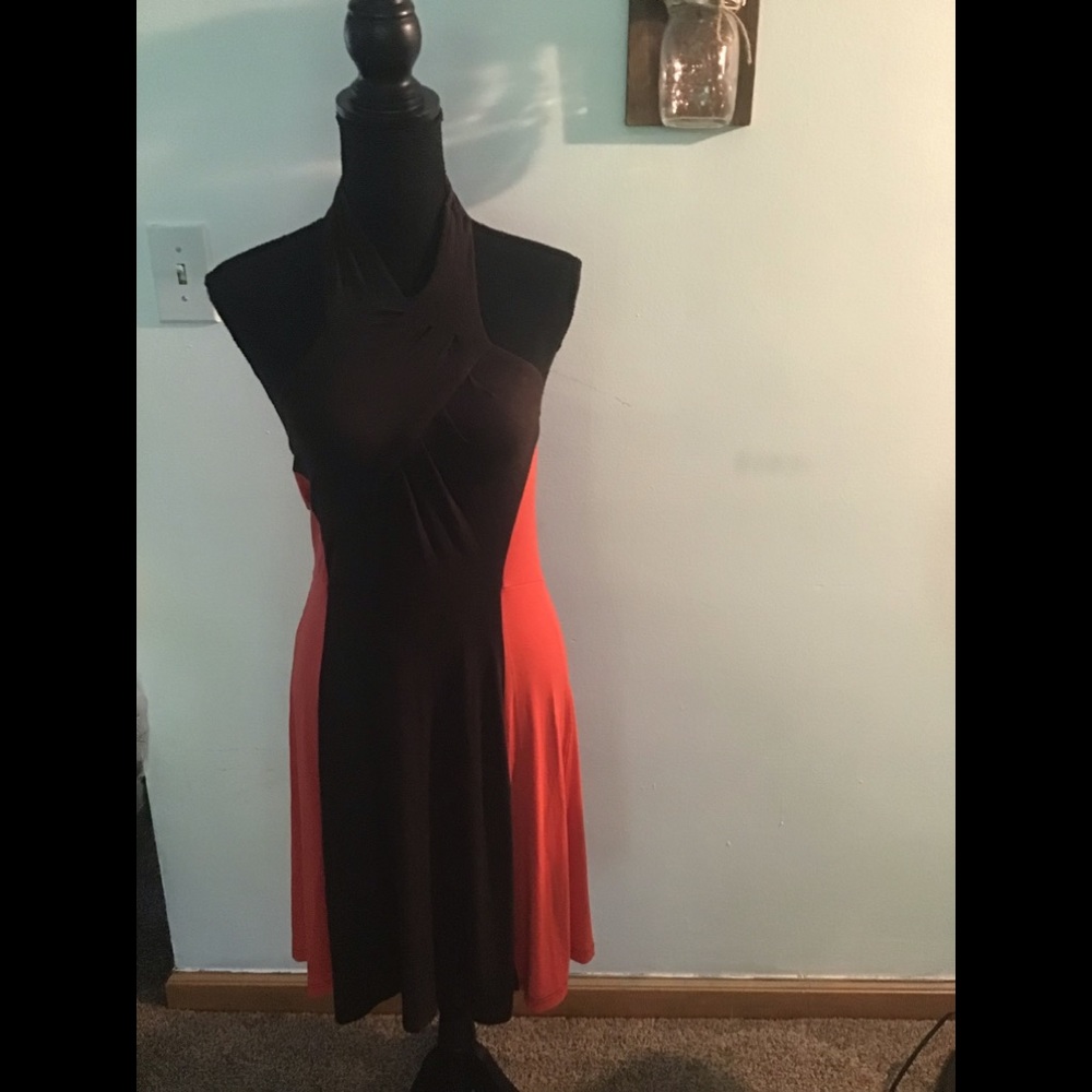 Colorblock halter dress